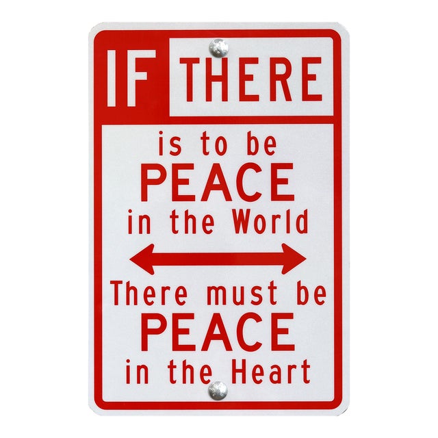 If There Is to Be Peace - Original Contemporary Street Sign Sculpture by Scott Froschauer For Sale