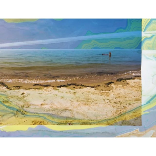 The Heavenly Place Marbling & Photography, Ink on Archival Paper, Oak Frame For Sale - Image 4 of 4