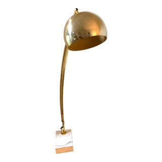 Vintage Mid-Century Chrome Arc Floor Lamp With Marble Base For Sale