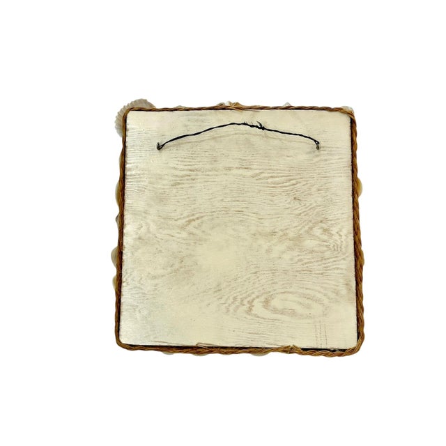 White Vintage Coastal Shell-Encrusted Mirror With Raffia Frame – Grotto Style Petite Wall Mirror For Sale - Image 8 of 9