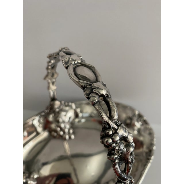Silver Antique Silverplate Grape Vine and Leaf Basket For Sale - Image 8 of 13