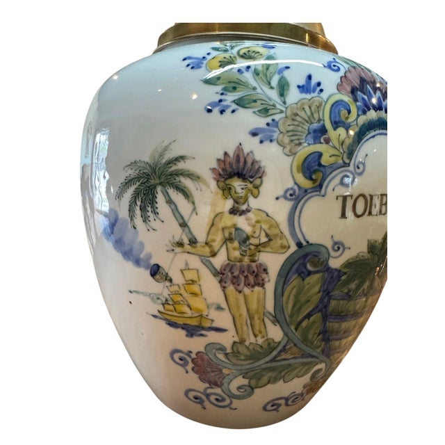 Beautiful Polychrome Delft tobacco jar. It features a classic beehive/pagoda-style lid used on virtually all Dutch tobacco...