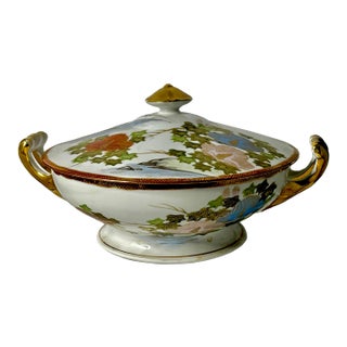 1950s j.b. Betson’s Hand-Painted Japanese Porcelain Covered Serving Dish For Sale