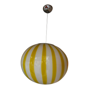 Italian Murano Style Glass Swirling Multicolors Pendant Sphere