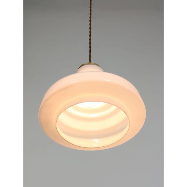 Mid-Century Italian Brass and Opaline Pendant Lamp For Sale - Image 11 of 13