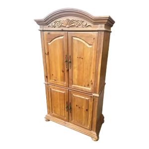 Vintage Bonnet Top Pine Armoire Crafted by Southern Furniture in Conover, North Carolina