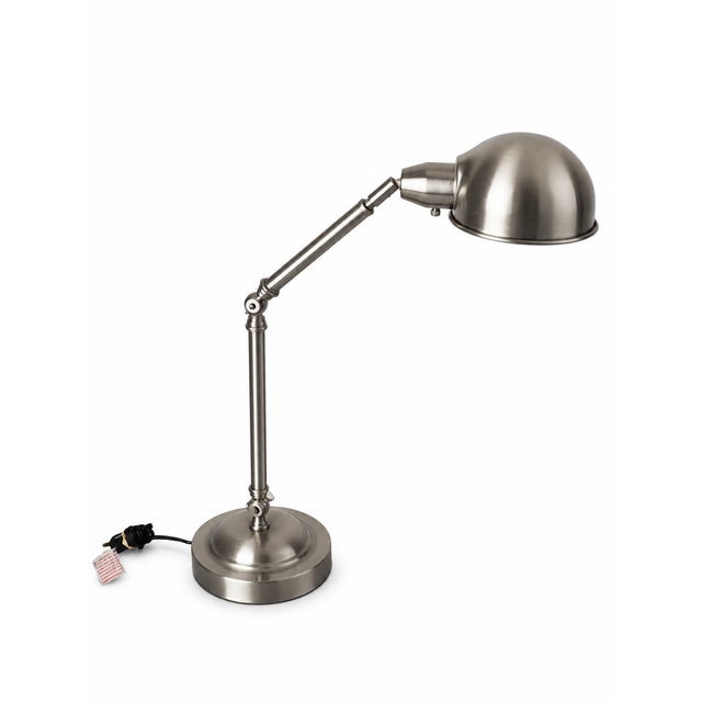 Metal Contemporary Adjustable Industrial-Style Brushed Metal Task Lamp For Sale - Image 7 of 9