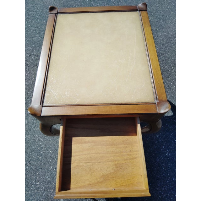 Vintage Weiman Heirloom Table In Excellent condition, signature shown, rectangle, arched legs, gorgeous goldish-bronze...