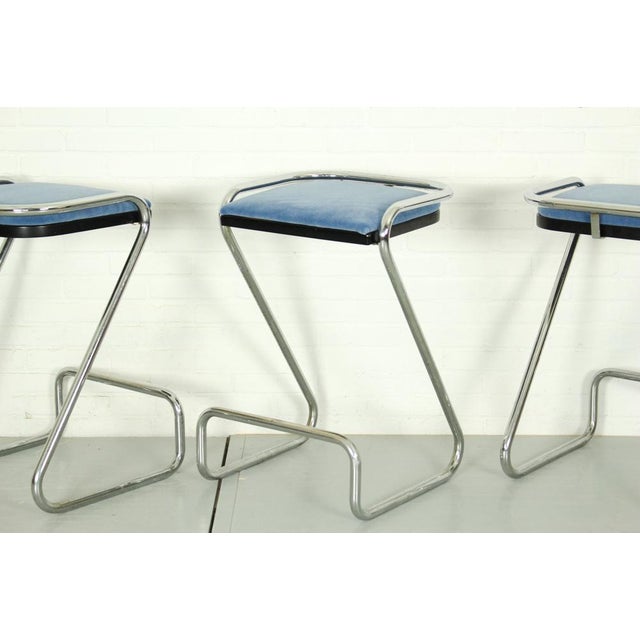 Italian Tubular Z Bar Stools in Chrome, 1970s, Set of 3 For Sale - Image 12 of 16