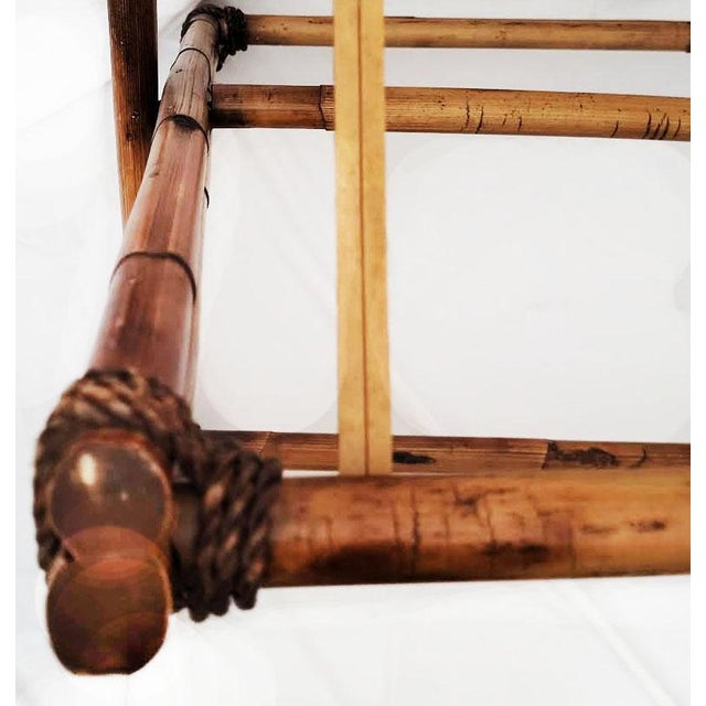 Vintage Palm Beach Chic Oversized Bamboo Folding Butler's Tray Cocktail Table With Rope Detail For Sale - Image 9 of 9