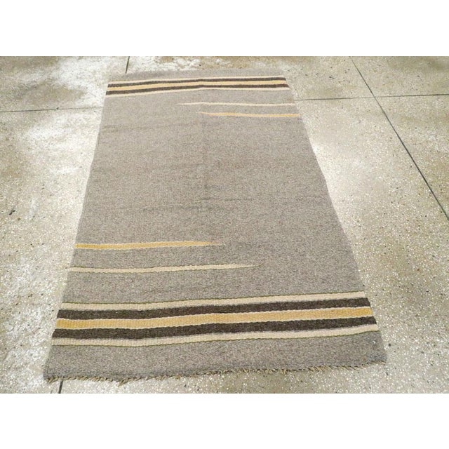 Mid-Century Modern Mid-20th Century Handmade European Flat-Weave Kilim Throw Rug For Sale - Image 3 of 9