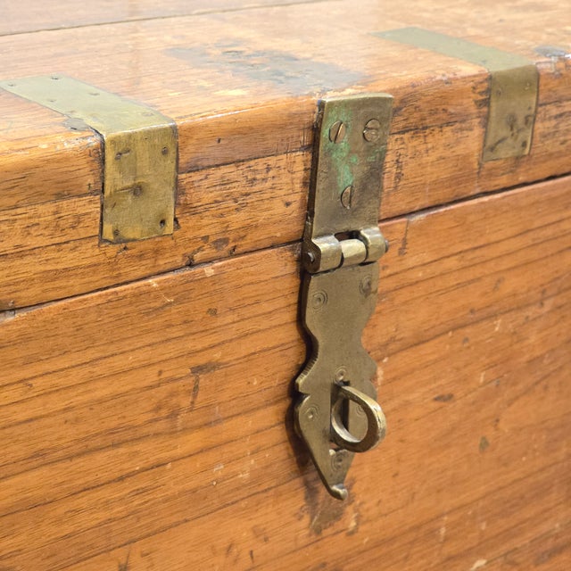 Early 20th Century Vintage/Antique Campaign-Naval Travel Trunk For Sale - Image 5 of 9