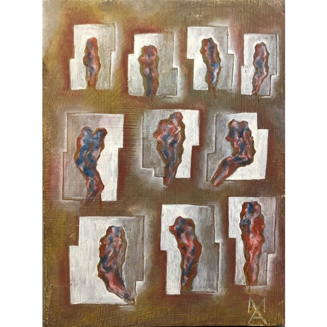 Matthias Alfen, Matthias Alfen German Sculptor Modern Expressionist Painting Psychogram For Sale - Image 4 of 4