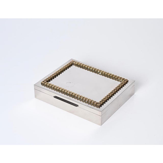 Italian Decorative Box in Chrome and Braided Brass, 1980s For Sale - Image 11 of 15