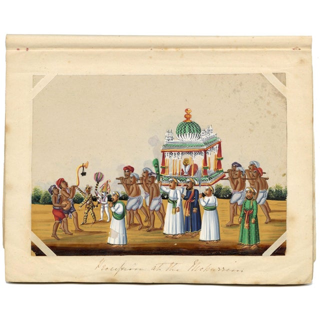 Paper Indian Company School, Procession at the Muharram, 1800s, Gouache on Paper For Sale - Image 7 of 9