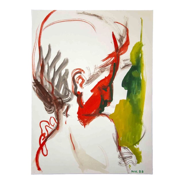 Leo Guida, Female Portrait, Original Watercolor, 1970s For Sale