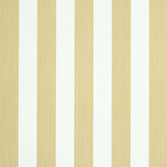 Sample - Schumacher Edwin Stripe Medium Wallpaper in Sand For Sale