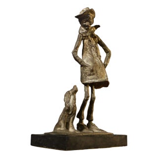 Bronze Statue with Cane by Sella Casia, 1970s For Sale