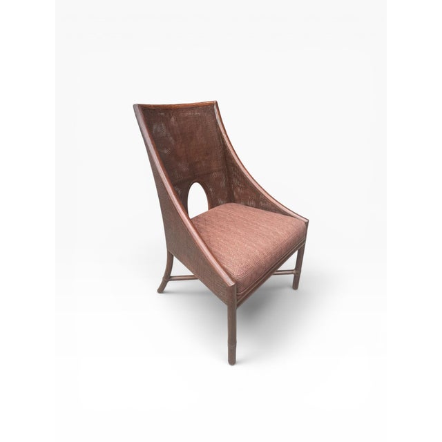 Brown Set of 6 McGuire Organic Modern Double-Caned Dining Chairs in Tobacco Finish For Sale - Image 8 of 16