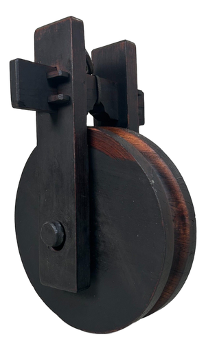 Antique Japanese Wooden Pulley, 1890s