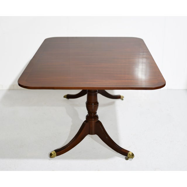 Mid Century Georgian Double Pedestal Banded Dining Table by Kindel Furniture For Sale - Image 9 of 12