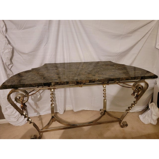 1990s Maitland Smith Marble Regency Style Sofa Table For Sale - Image 5 of 13