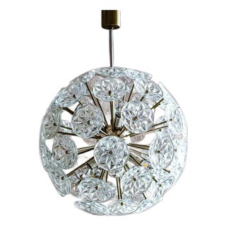 Starburst Chrome and Glass Chandelier from Val Saint Lambert, France, 1960s For Sale