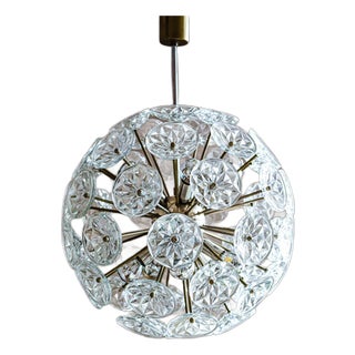 Starburst Chrome and Glass Chandeliers from Val Saint Lambert, France, 1960s, Set of 2 For Sale