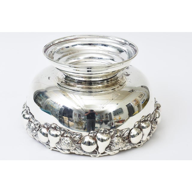 Silver Vintage Large Silver Plated Bowl With Fruit Embellishments, 1950's For Sale - Image 8 of 10
