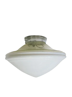 Extra Large Schoolhouse Banded Cone Shape Ceiling Mixed Glass Globe Pendant