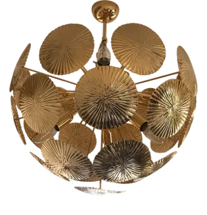 Italian Hammered Brass Sputnik Semi-Sphere Chandelier by Simoeng
