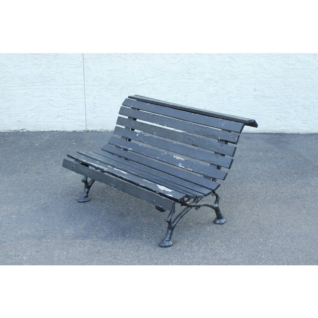Victorian Cast Iron & Wood Outdoor Garden Bench For Sale - Image 4 of 12