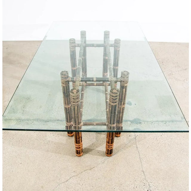 Brown 1960s Mid Century Modern Dining Table Glass McGuire Bamboo Organic For Sale - Image 8 of 12