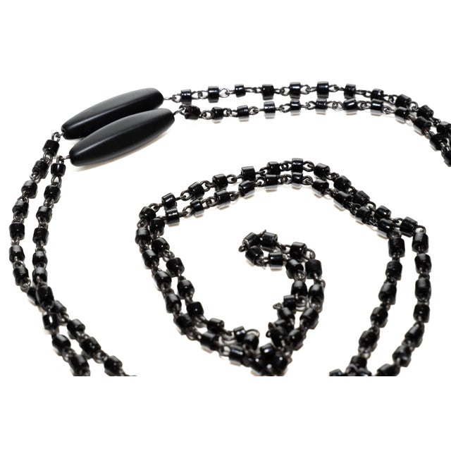 Vintage Black Beaded Wrap Necklace With Lalique Glass Cameo, 1940's For Sale - Image 11 of 18