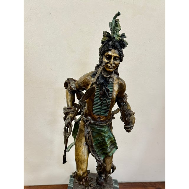 Metal Indian Dancer Bronze Statue Inspired by Frederic Remington For Sale - Image 7 of 10