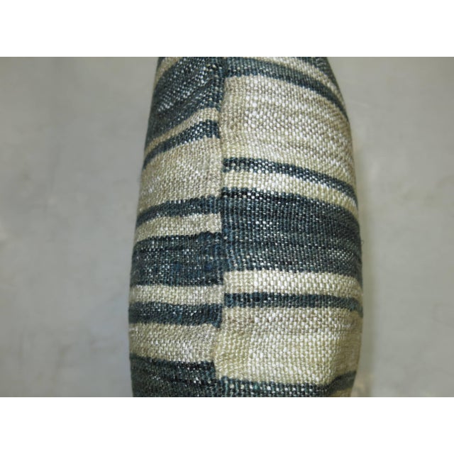 Modern Zabihi Collection Green Khaki Beige Turkish Kilim Pillow For Sale - Image 3 of 5