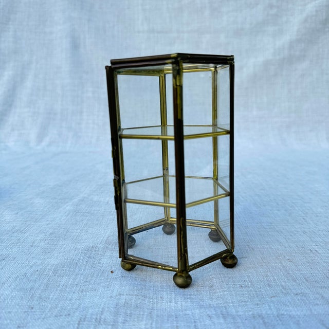 Mid-Century Modern Small Glass and Brass Shelf Miniature For Sale - Image 3 of 6