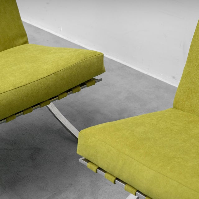 Green Armchairs in Green Fabric and Metal, 1970s, Set of 2 For Sale - Image 8 of 11