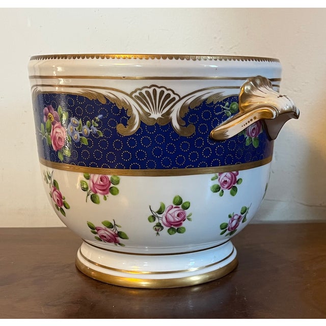 Antique 18th century French Louis XV Sevres porcelain cachepot or bottle cooler. Makes a wonderful orchid pot. Decorated...