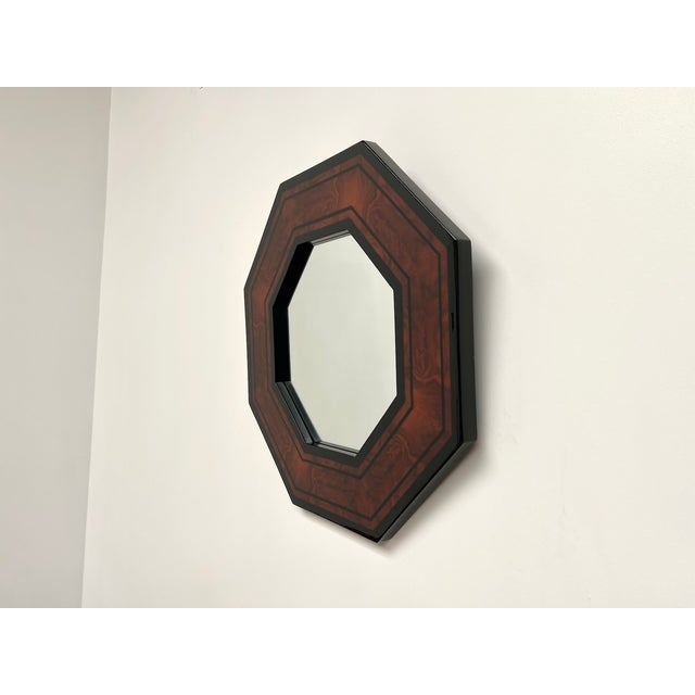 Octagonal lacquered wooden mirror by jean-claude mahey. Very beautiful octagonal mirror in lacquered wood by jean-claude...