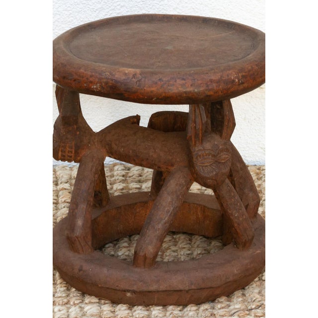 Antique Bamileke Feline Carving Stool For Sale - Image 4 of 10
