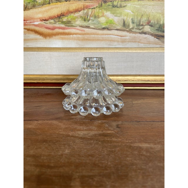Vintage Pressed Glass Candle Holders With Hobnail Edge, Set of Two For Sale - Image 9 of 9
