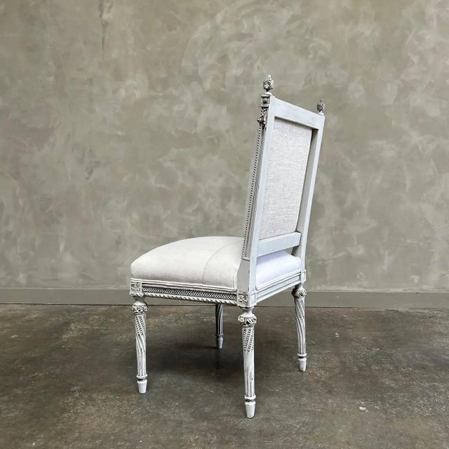 French Antique Louis XVI Style Painted and Upholstered Chair For Sale - Image 3 of 7