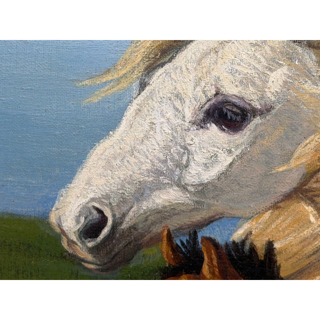 Gilt Framed Oil Painting Grey Mare and Chestnut Foal "Mother and Son" After Henry William Banks Davis Ra For Sale - Image 11 of 18
