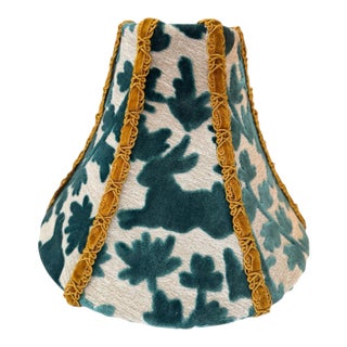 Custom Teal Velvet Bunny Lampshade in Covington “Luv Bunny” Fabric With Gold Trim For Sale