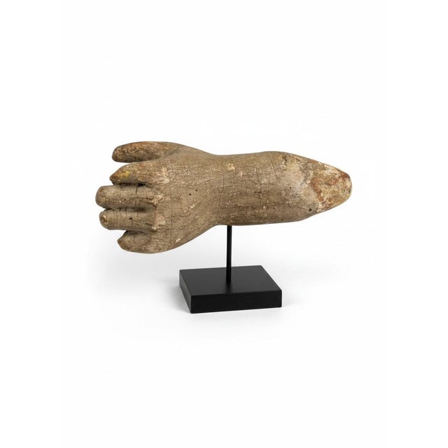 Antique Gesso-Painted Hand Fragment on Stand, 1800 For Sale - Image 14 of 14