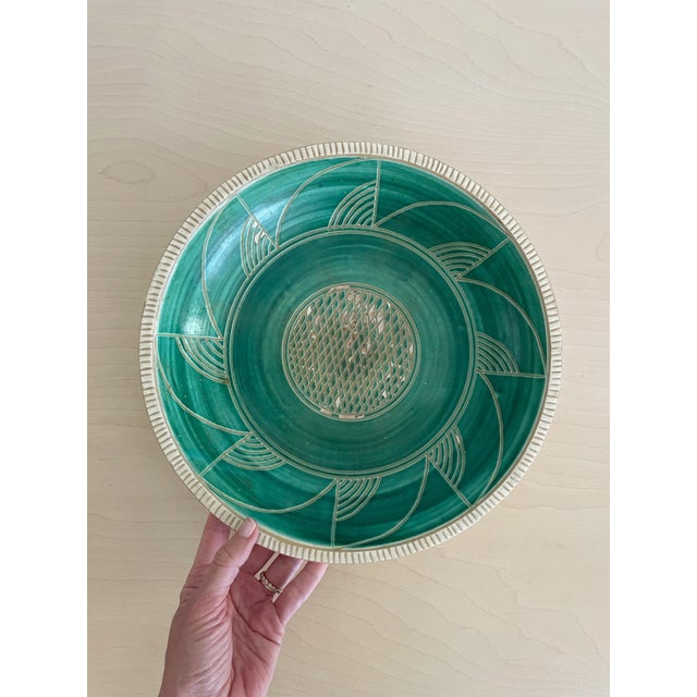 Ceramic Mid-Century Danish Haunsø Keramik Emerald Green Pottery Bowl, Scandinavian Pottery, Made in Denmark For Sale - Image 7 of 15