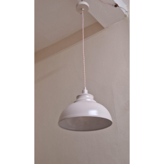 Vintage Belgian Ceiling Lamp in Pink Painted Sheet Metal by Lucide For Sale - Image 6 of 8