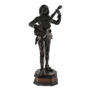 Antique Carved Wood Musician Sculpture Signed Gino Rinaldi, C. 1880