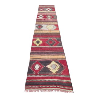 1960s Vintage Turkish Handknotted Kilim Runner - 28"x137" For Sale